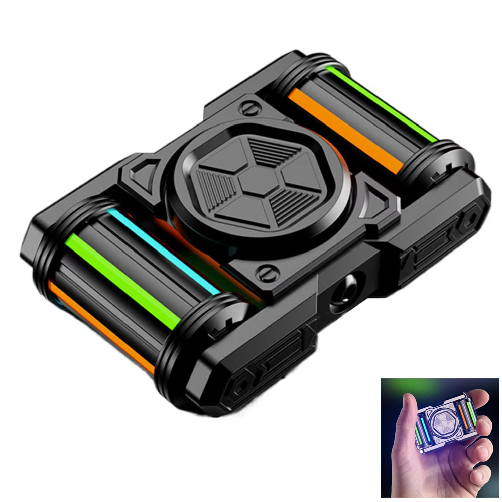 

Metal GyroToy With Luminous Strips For Office Stress Relief Adopting Hardcore Mecha Tank Shape Spin Silver