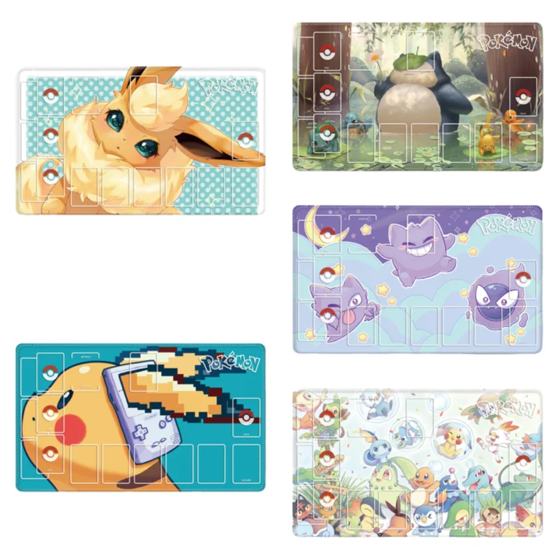 

60*35*0.2cm Anime Pokemon GAME PTCG Dedicated Card Play Mat Battle Against Pikachu Eevee Gengar Trainer Collection Gift Toy