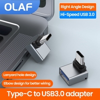 Type C Male To USB 3.0 Female Adapter Type C To USB 90 Degrees Right Angled USB C Extension Connector for Laptop Tablet U-disk