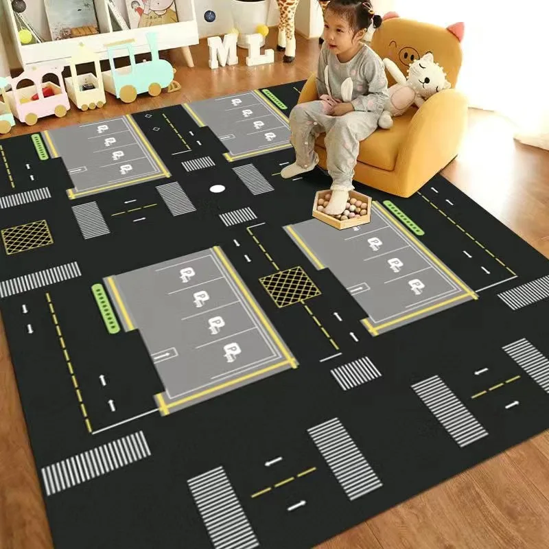 Carpet for Living Room Kids Play Clmbing Floor Mat Modern Road Traffic Route Map Area Rug Bedroom Bedside Sofa Table Doormat