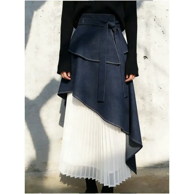 

Уникальная женская юбка А-силуэта: элегантная плиссированная модель с завышенной талией в корейском стиле, повседневная, из высококачественной ткани, новинка весна-лето