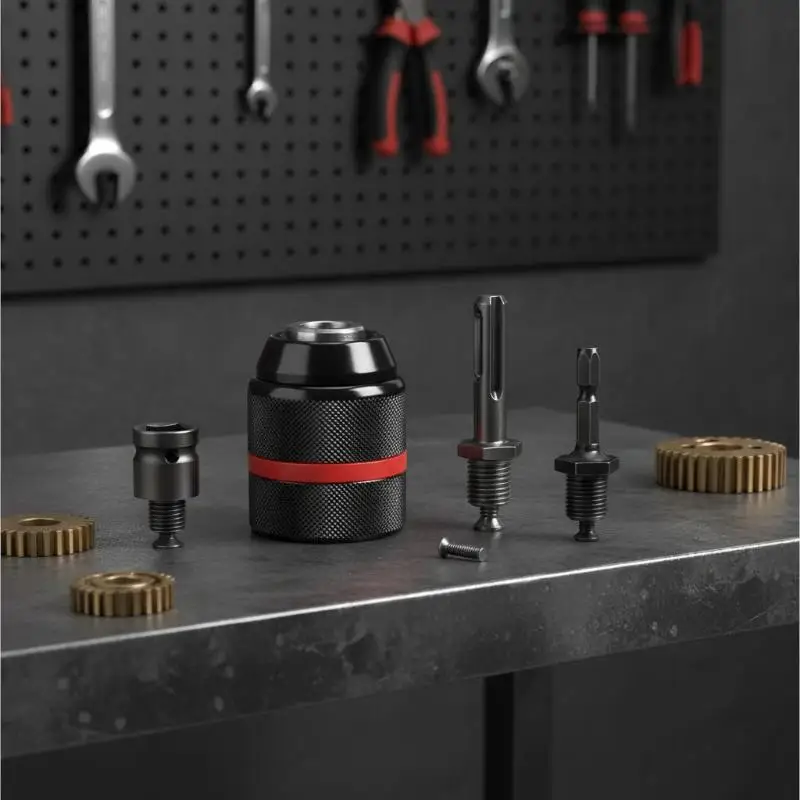 4pcs/set,0.8~10mm Ratchet Self-locking Drill Chuck,3/8-24UNF Thread 3Jaw Metal Keyless Chuck,Power Chuck For Drill Bits&Sleeve