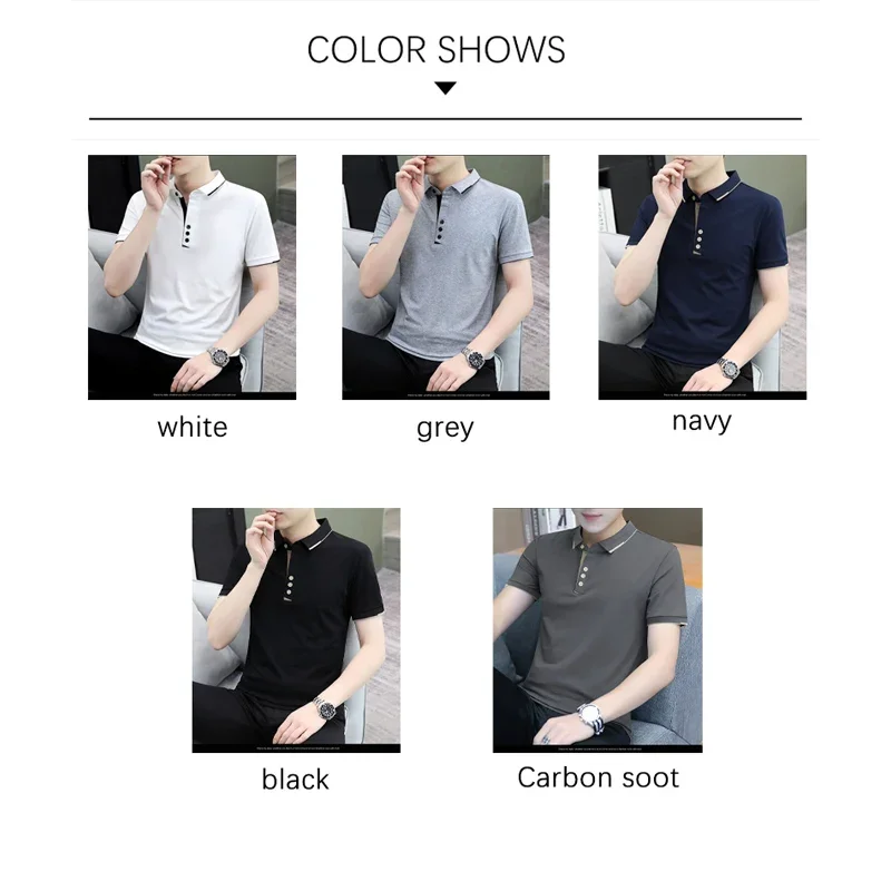 BROWON 2024 New Summer Top Men\'s Casual Polo Shirt Solid Color Short Sleeved MinimaList Polo T-shirt Men\'s Clothing T Shirt