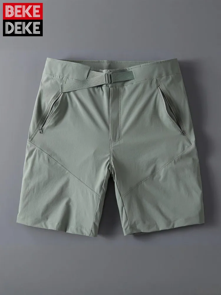 

New Summer Mens Solid Color Casual Shorts Jogger Quick Dry Sweatpants Thin Style Breathable Straight Knee Length Trousers Male