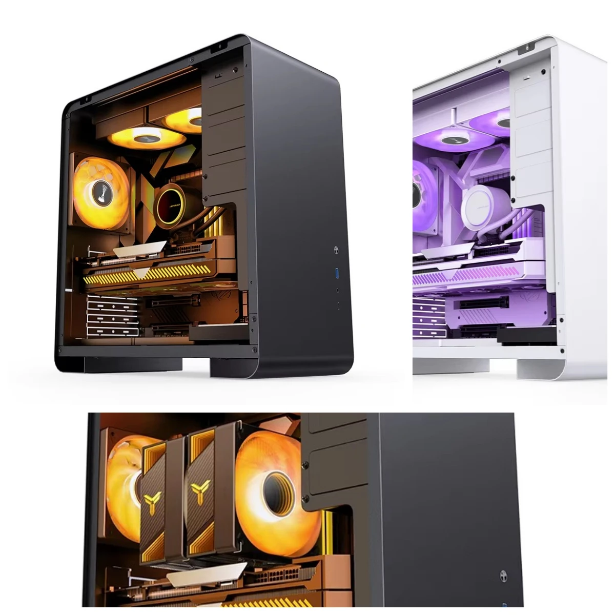 all aluminum chassis U4 PRO PLUS, ATX glass side transparent game black and white mesh chassis