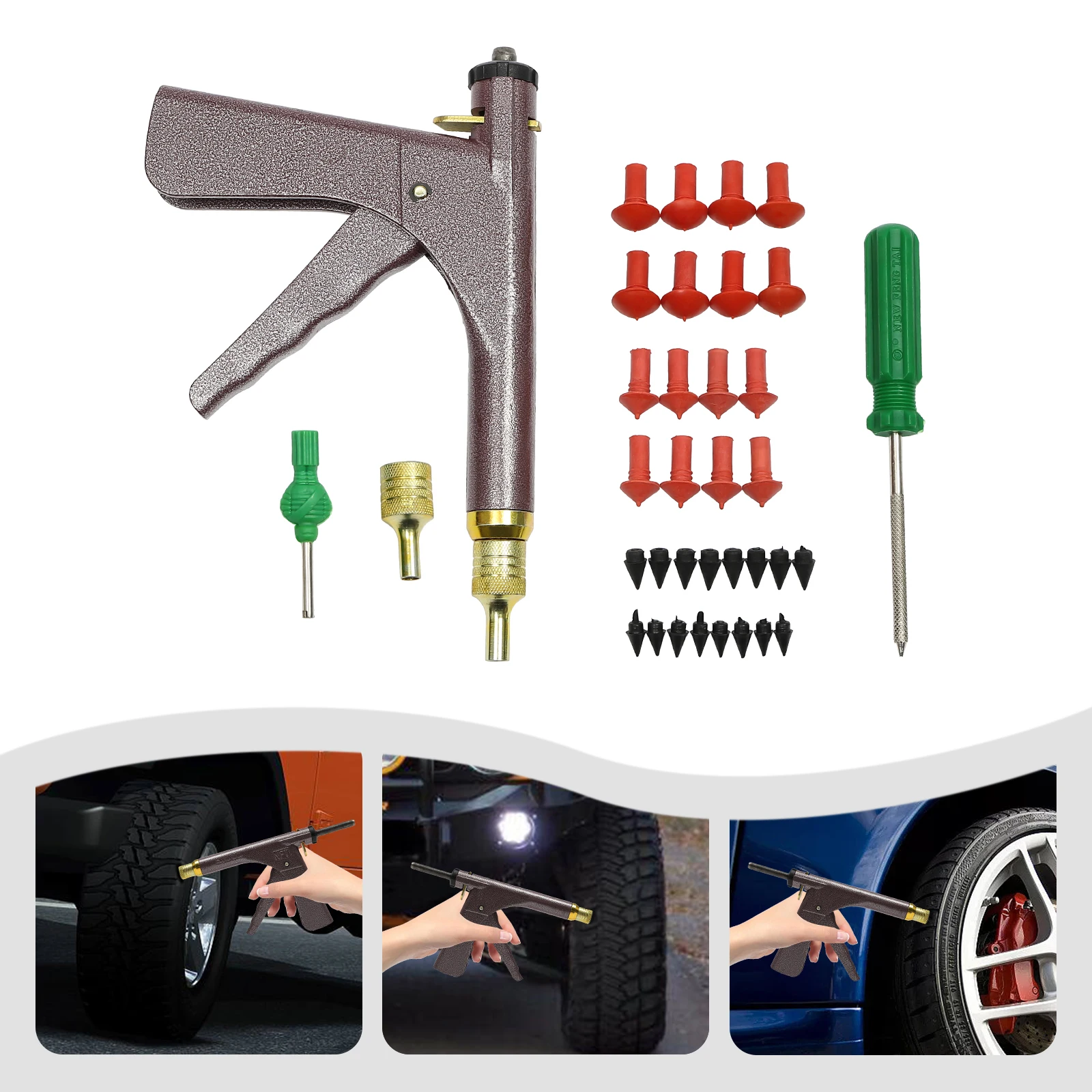 Tire Repair Tools Mushroom Plug Patch Kit Tubeless Tire Puncture Repair for Car Motorcycle Bike