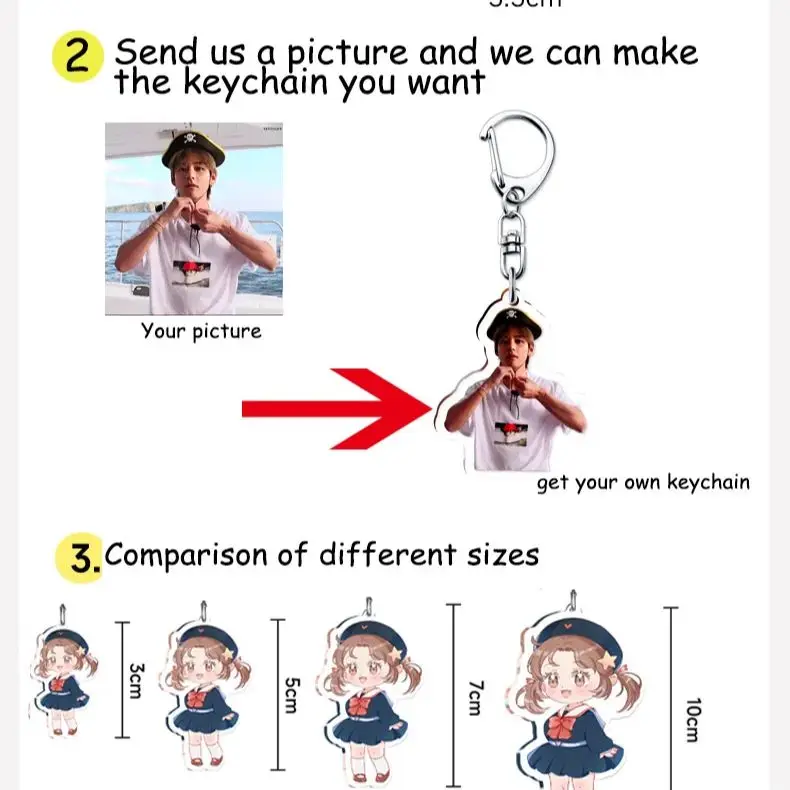 Custom Kpop Keychains Clear Acrylic Cartoon Photo Customized Anime Transparent Charm Personalized Key Rings For Funs Gift Merch