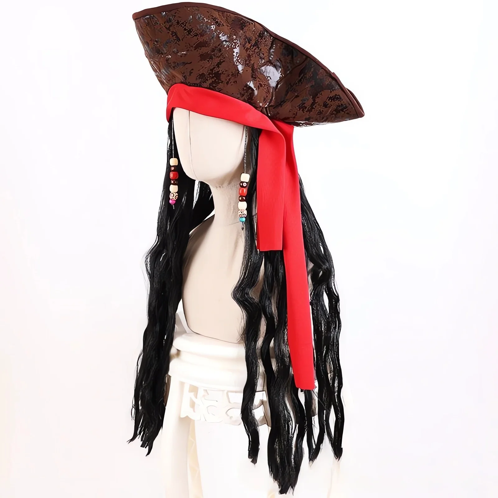 Adult Pirate Captain Jack Sparrow Wigs Cap Costume Halloween Caribbeans Cosplay Accessories Pirates Hat