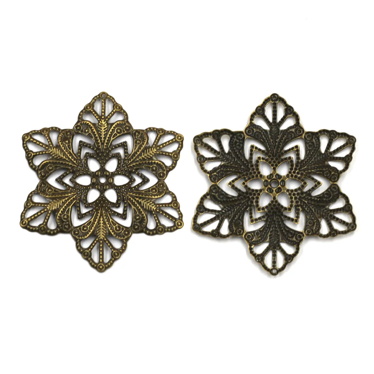 

Bronze Tone Flower Embellishments Filigree Wraps Alloy Crafts Connectors For Scrapbooking Jewelry DIY 58mm