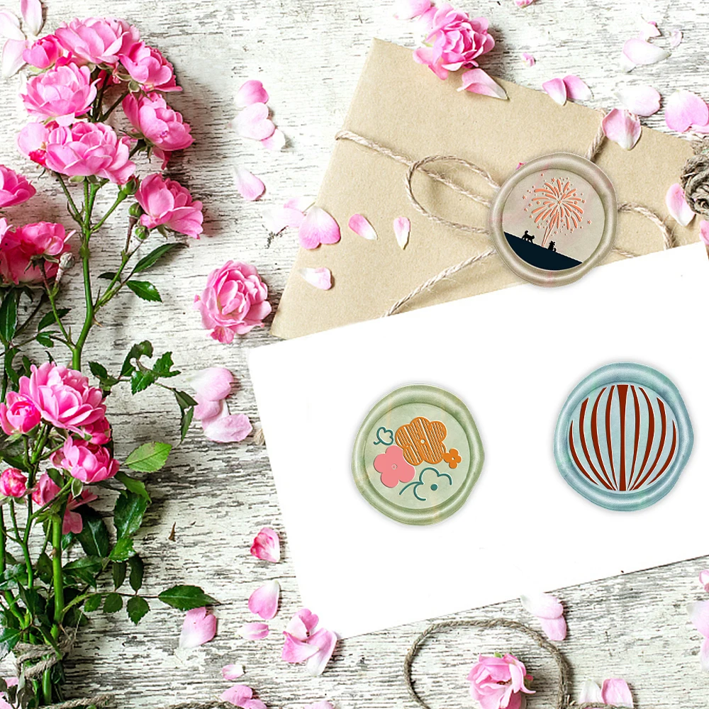 Flower & Clouds, Ginkgo Leaf,Candy Wax Seal Stamps Interchangeable Brass Stamp Heads for Decorating Gifts and Greeting Cards