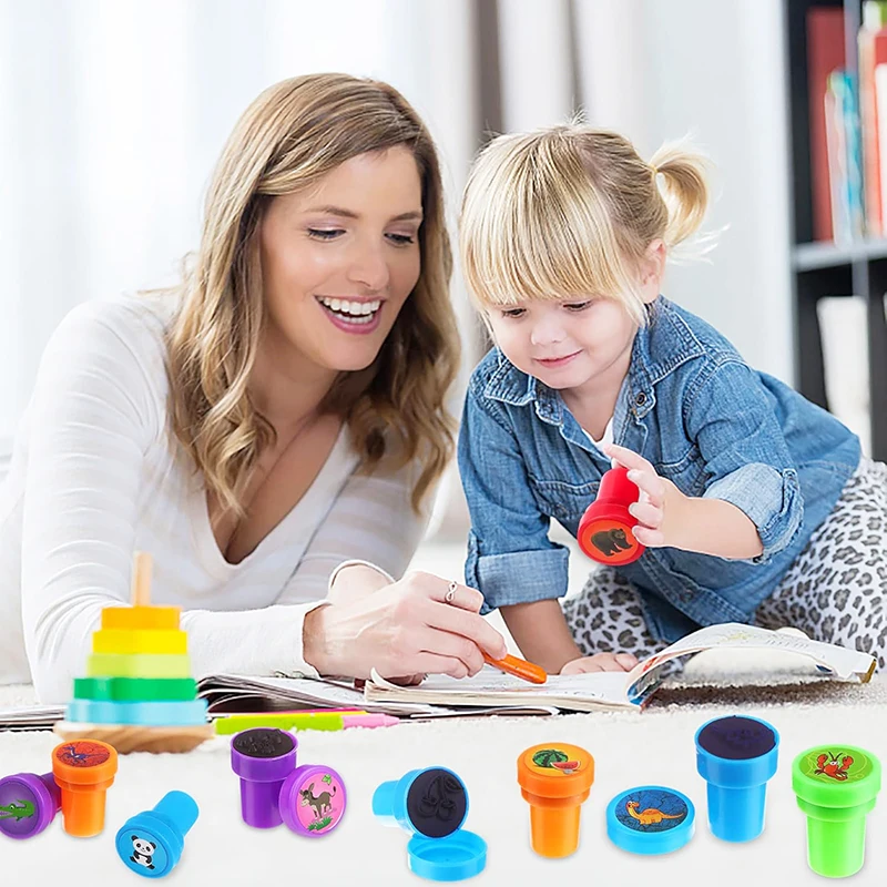 مزرعة الحيوان الحيوان الخضار الفاكهة نمط متنوعة Stamps للأطفال الحبر الذاتي المعلم Stamps الاطفال صندوق الكنز جائزة للفصول الدراسية