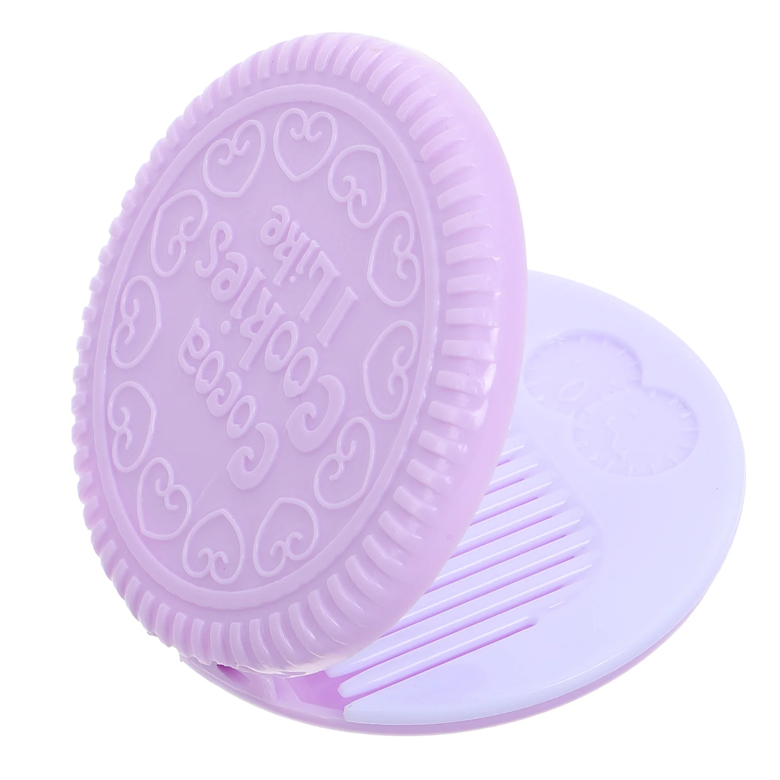 

Chocolate Cookie Mirror Comb Portable with Stand Small Storage Folding Lights Vanity