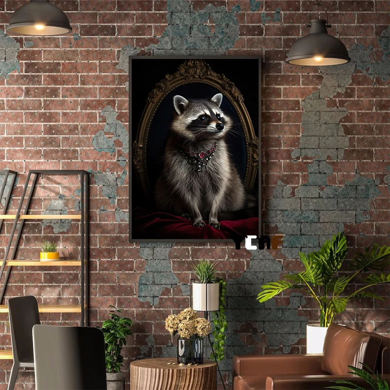 Animal Portrait Poster Canvas Printing Hairless Cat Raccoon Dog Polar Bear Boss Gentleman Portrait Wall Decor Home Bar Wall Art