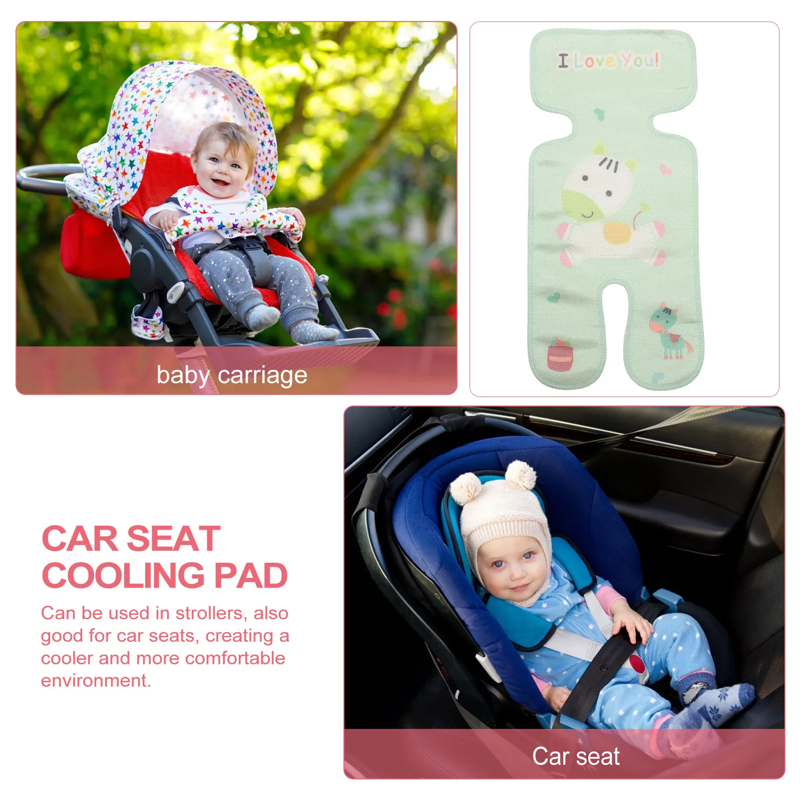 Baby Stroller Ice Silk Cooling Pad Lightweight Breathable Seat Cushion Foldable Newborn Stroller Seat Mat Soft Summer Liner