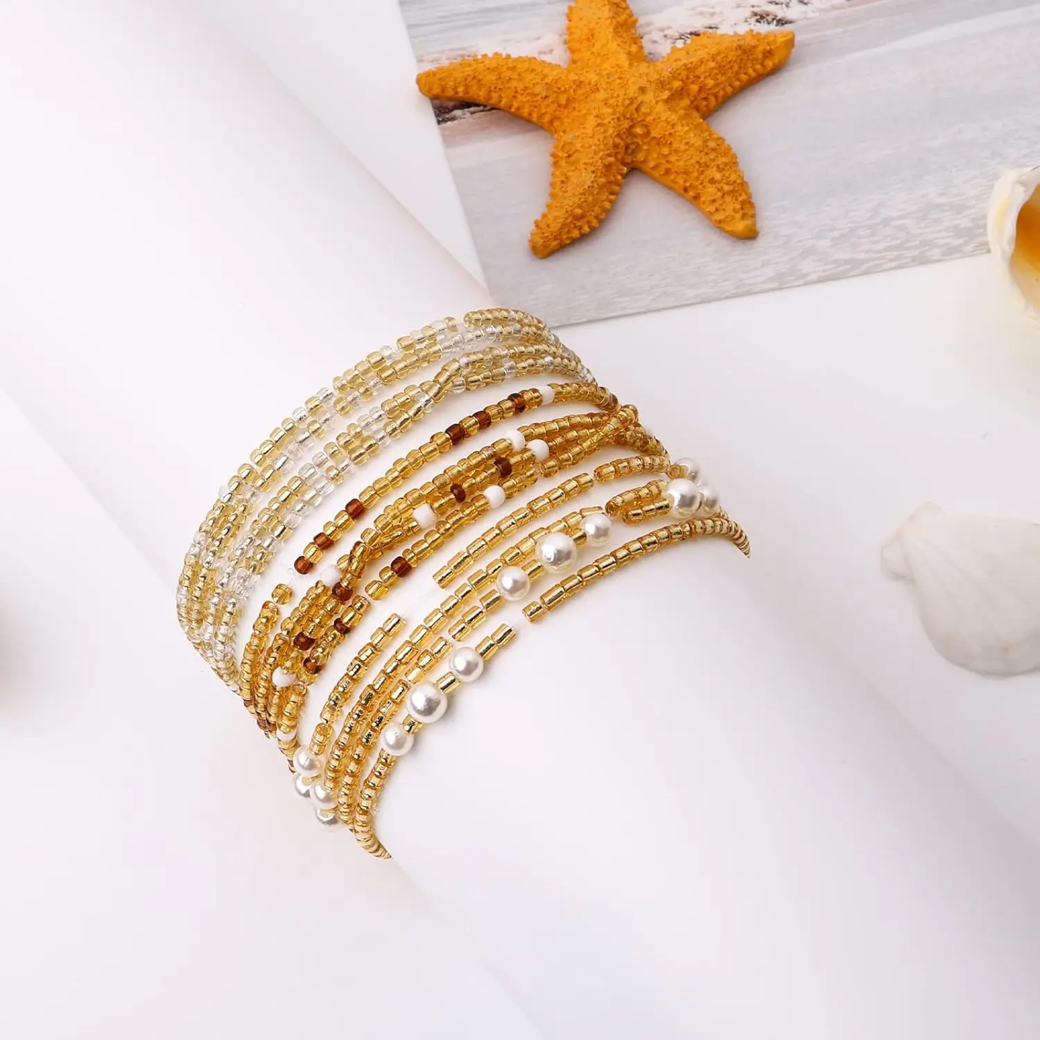 Waist Beads for Women Belly Beads Elastic Chain African Waist Chains Set for Women Body Jewelry Bikini Summer Jewelry Chains - view 4