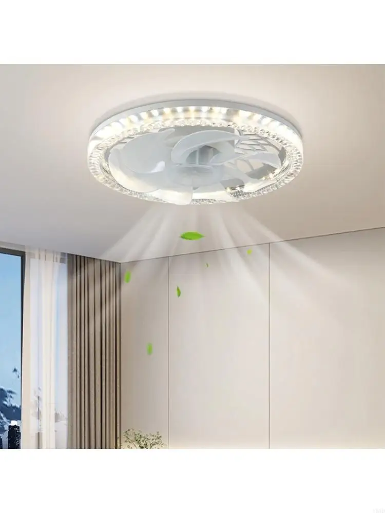 Remote Control Energy Efficient Ceiling Fan Lamp with Multiple Speed Settings Intelligent Fan Light for Living Room N58D