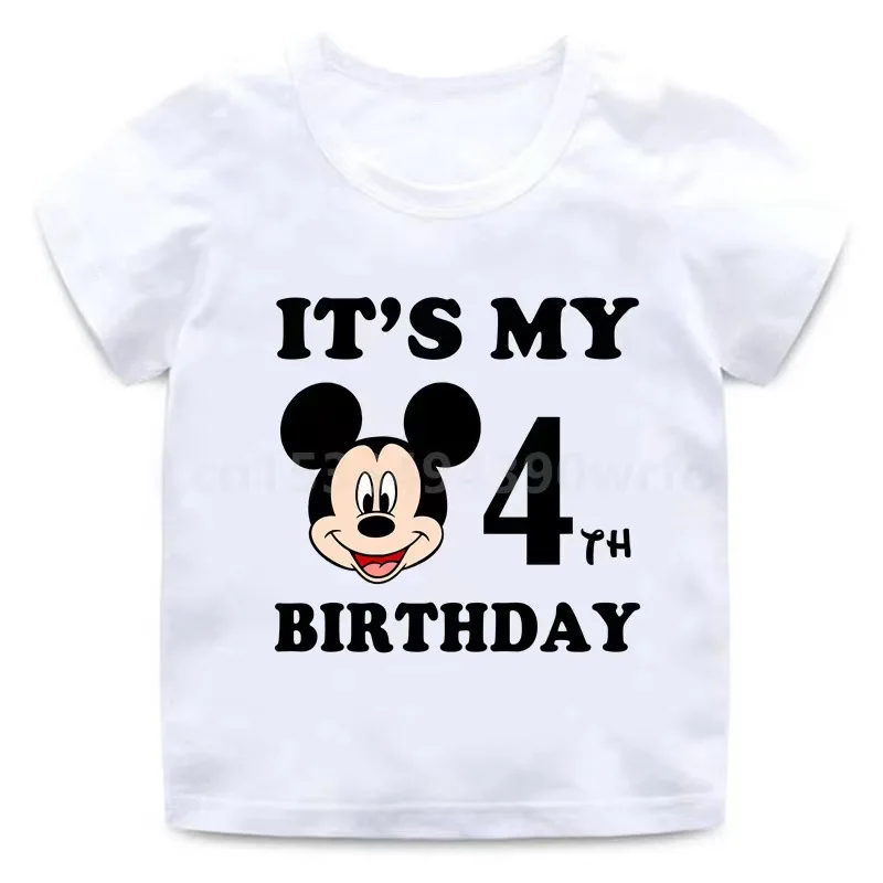 Children clothes tops Mickey mouse Birthday Number  Children T-shirt Kawaii Clothes for Girls T Shirt Anime Cartoons Casual