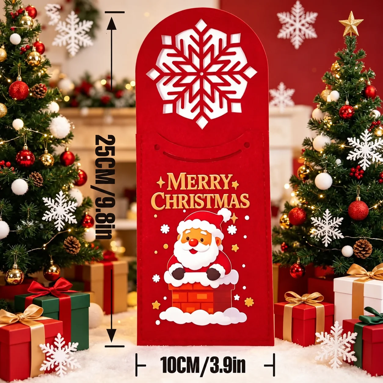 5pcs Felt Christmas Cutlery Pockets Hollow Snowflake Utensil Holders For Holiday Dinner Party Table Decoration Party Supplies