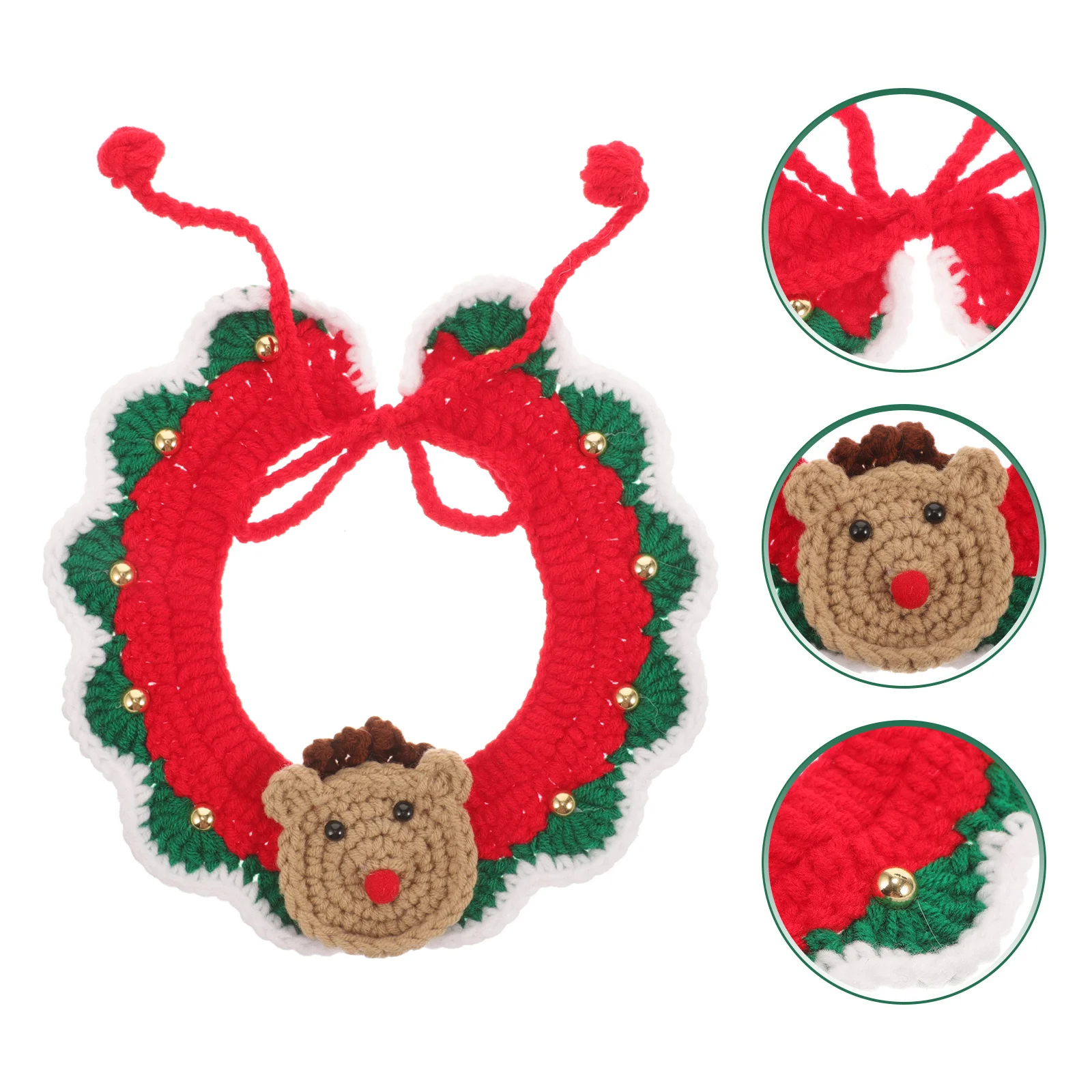 

Christmas Dog Scarf Warm Knit Pet Scarf for Cats Puppies Holiday Party Photo Shoot Accessory Creative Comfortable Design
