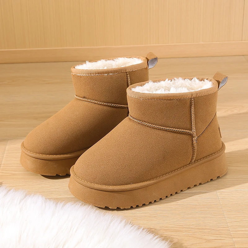 2025 منصة الثلوج أحذية النساء الشتاء الدفء الفراء أحذية قطنية امرأة فو الجلد المدبوغ الانزلاق على الكاحل بوتاس أحذية مبطنة #3