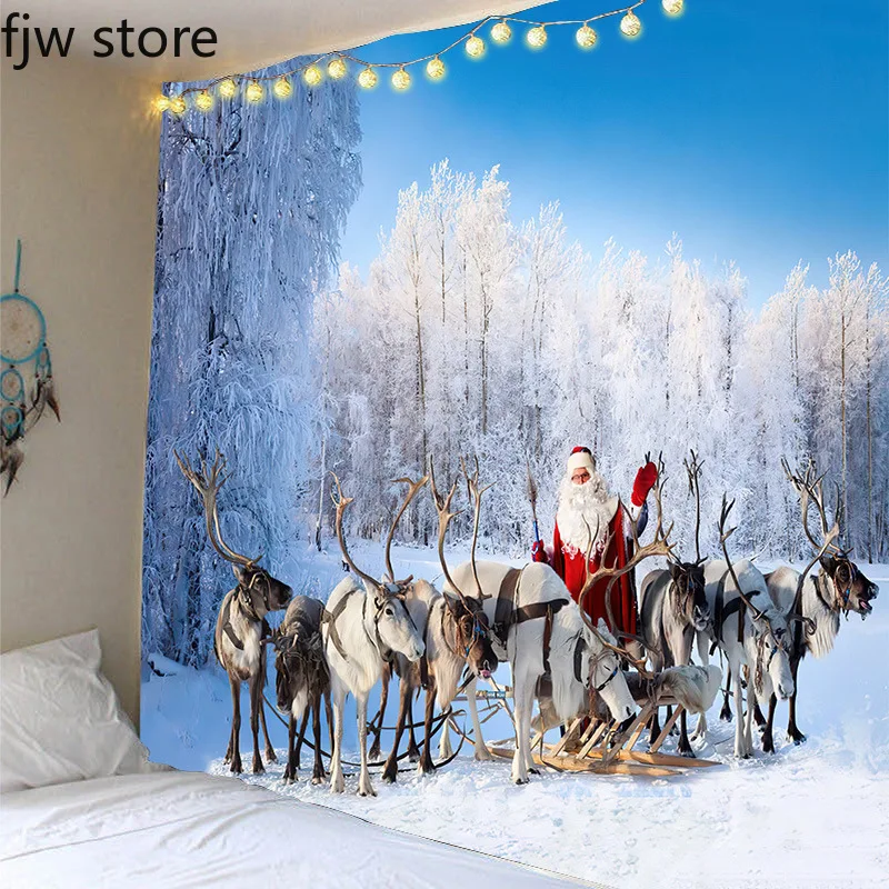 Christmas decoration tapestry Santa Claus  tree Snowman  wall hanging living room  New Year home