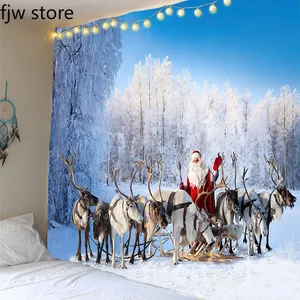 Weihnachtsdekoration Wandteppich, an der Wand hängen, Weihnachtsmann, Baum, Schneepuppe, Wohnzimmer, Neujahr, Zuhause 10 Hauptverkaufs -Weihnachtstapestry - №1