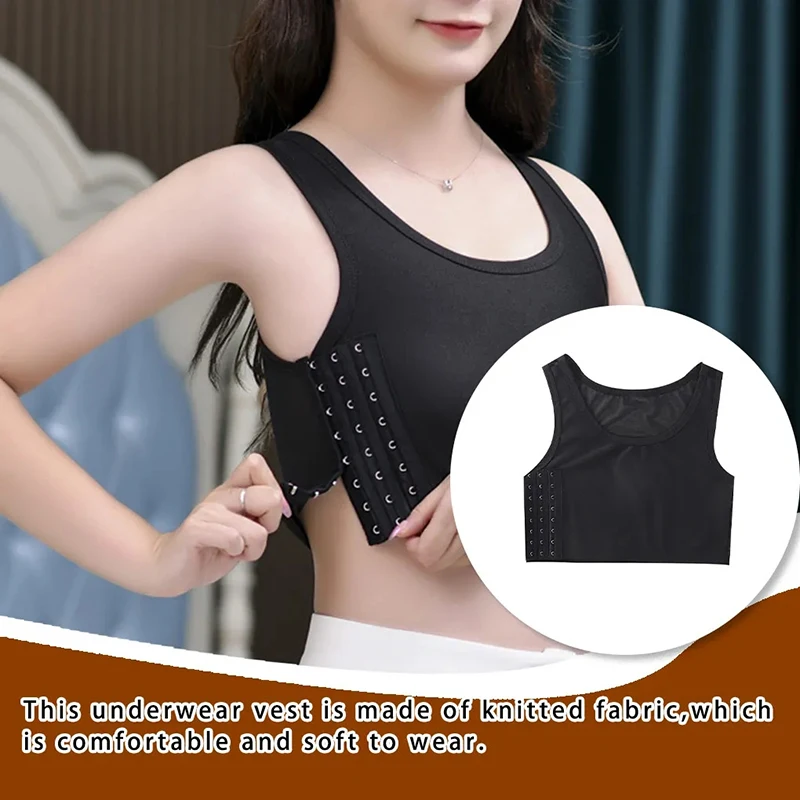 Women Breathable Short Vest Tops Chest Breast Binder Side Buckle Underwear Tank Tops Wireless Chest Wrap Bandage