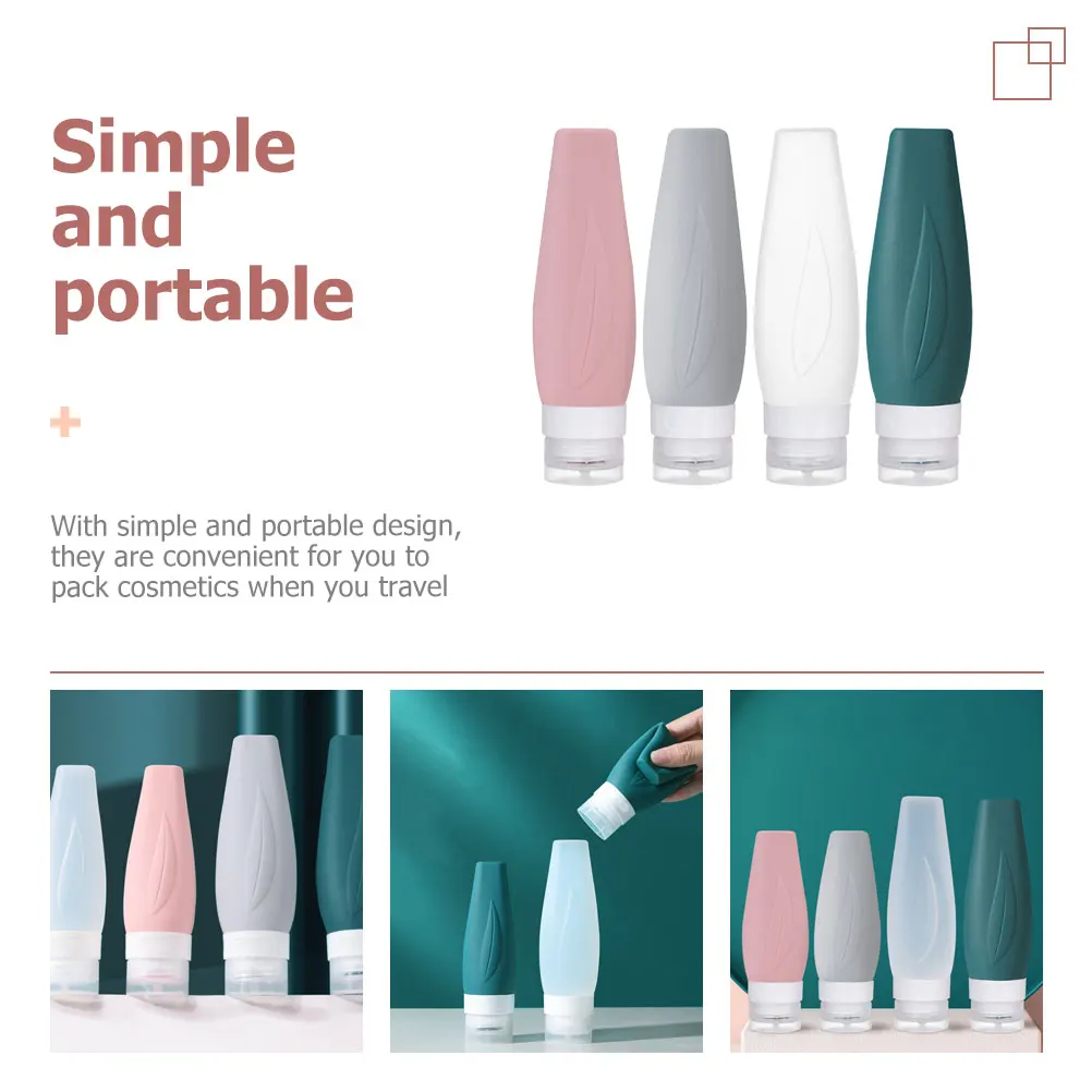 

1 set Refillable Silicone Travel Bottles Sub Containers Leakproof Squeeze Empty Small Toiletry Bottles Toiletries Set
