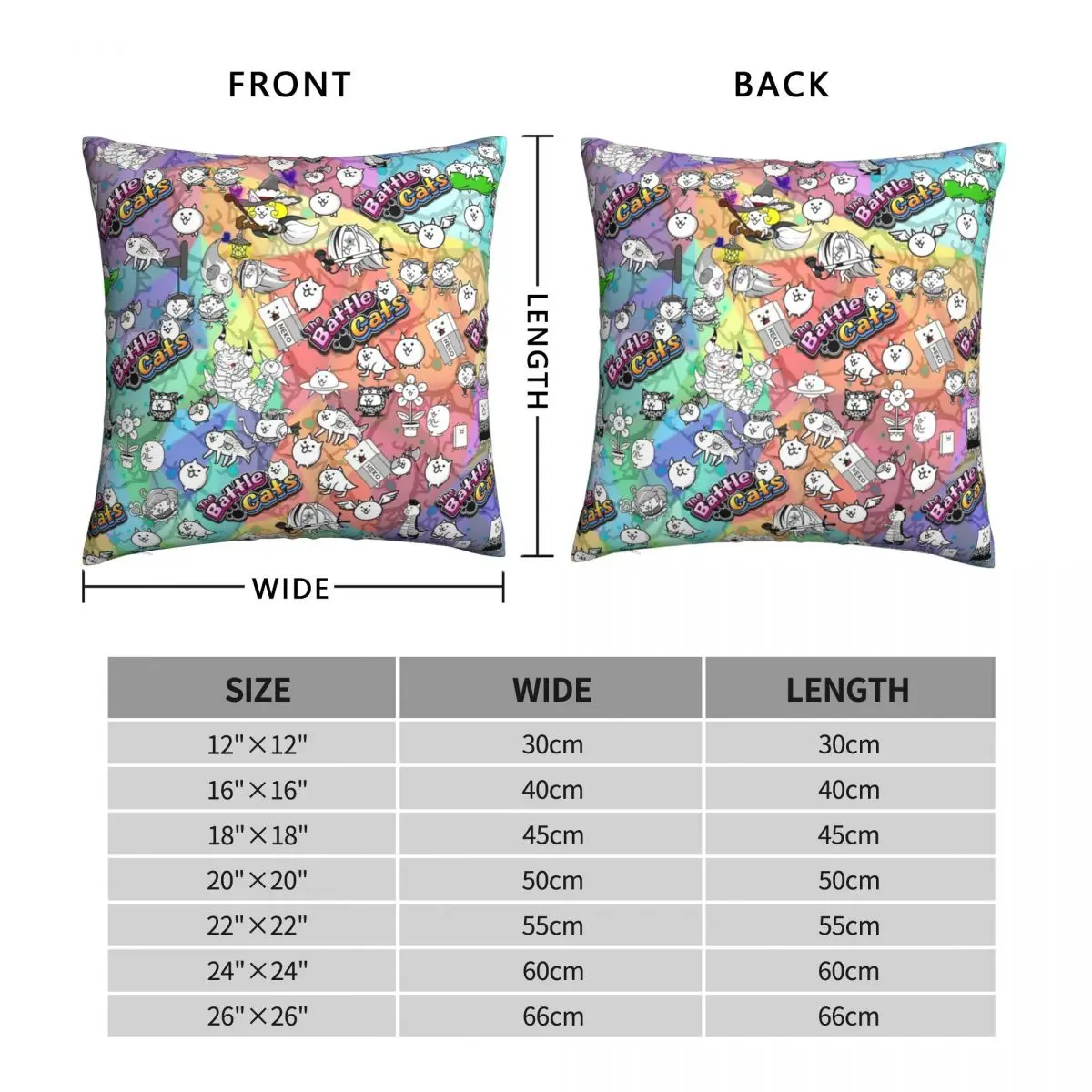 Battle Cats Square Pillowcase Polyester Linen Velvet Pattern Zip Decorative Sofa Seater Cushion Cover 45x45