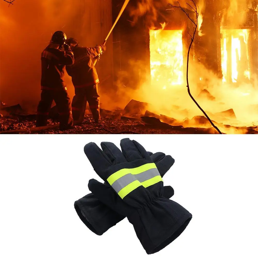 Fire Proof Fireman Gloves Flame-retardant Heat Proof Welding Heat Proof Gloves Thicken Reflective Strap Anti-fire Gloves Welder