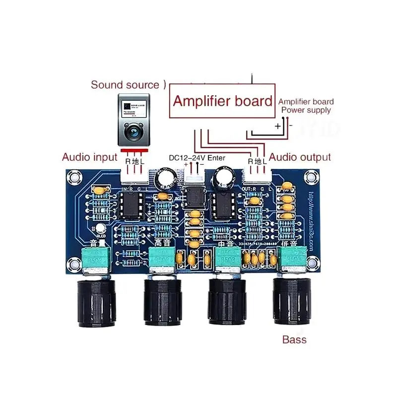 

Board Preamp Pre-amp With Treble Bass Volume Adjustment Controller For Amplifier Board XH-A901 NE5532