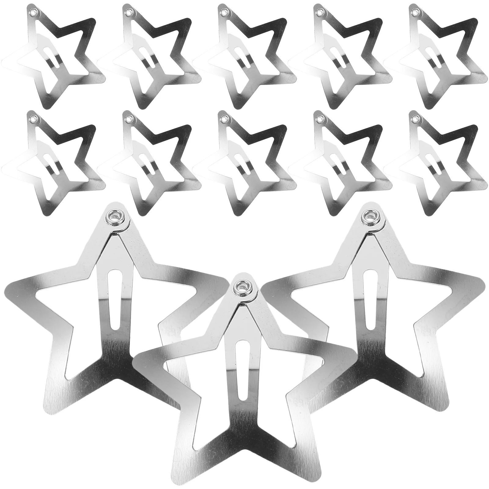 

Hairnets Hot Girl Star Bb Hairpin Sweet Cool Five-pointed Side Bangs Accessories for Women* (basic Silver Star) 20pcs