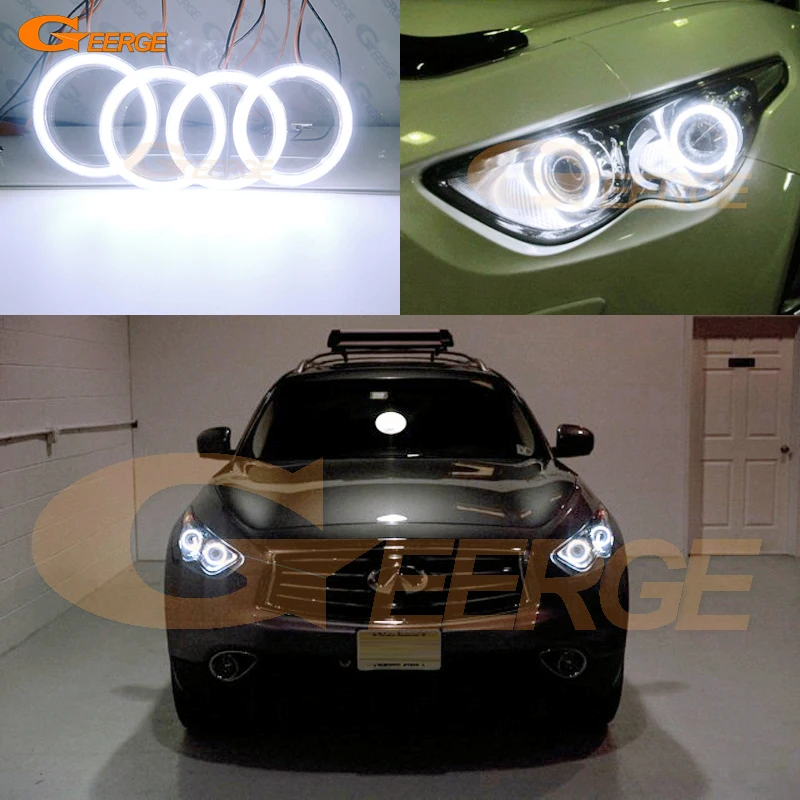 For Infiniti FX FX30 FX35 FX37 FX50 QX70 Excellent Ultra Bright COB Led Angel Eyes Kit Halo Rings Day Light