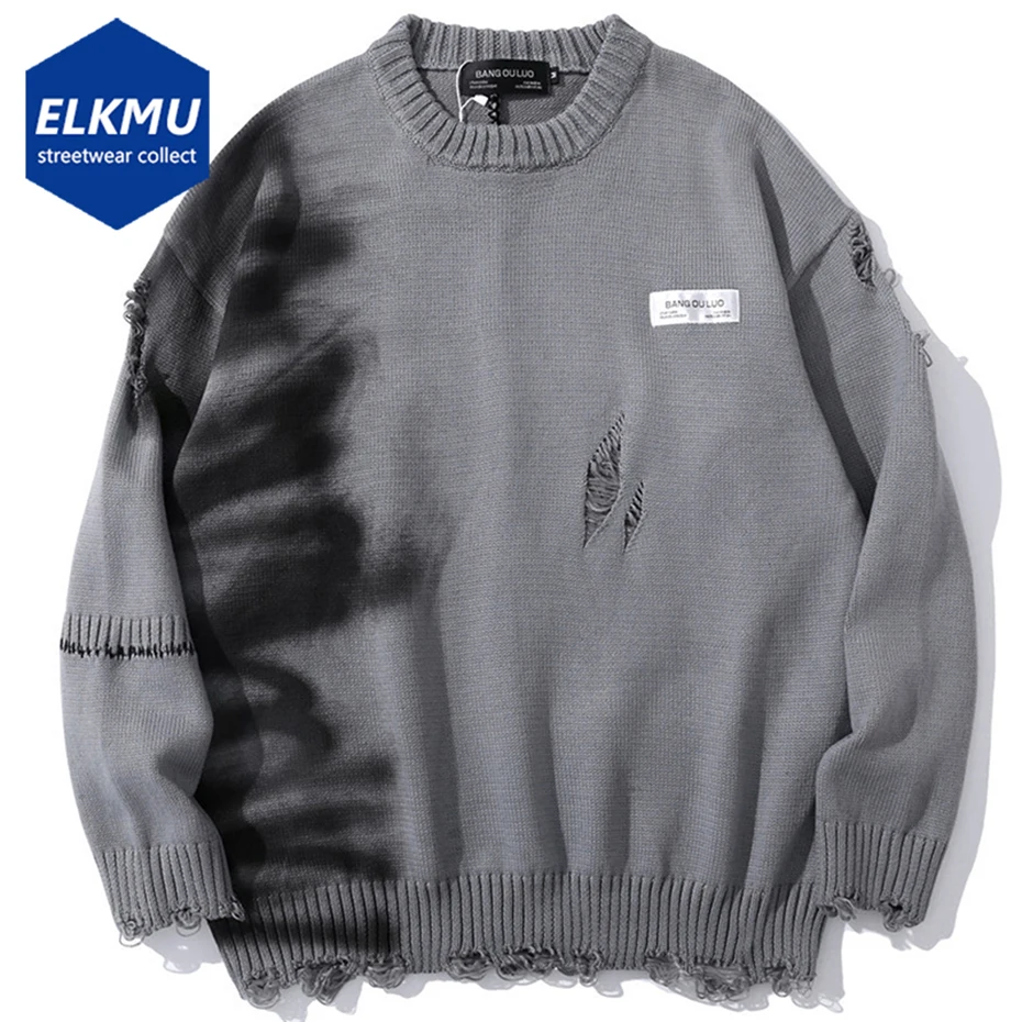

Vintage Oversized Y2K Sweaters Men Streetwear Harajuku Hip Hop Ripped Sweaters Knit Jumpers Casual Loose Sweaters Knitwear
