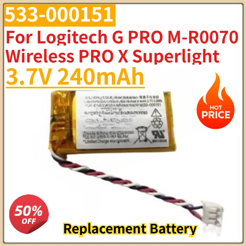 

High Quality New 3.7V 240mAh Replacement Mouse Battery 533-000151 For Logitech G PRO M-R0070 Wireless PRO X Superlight