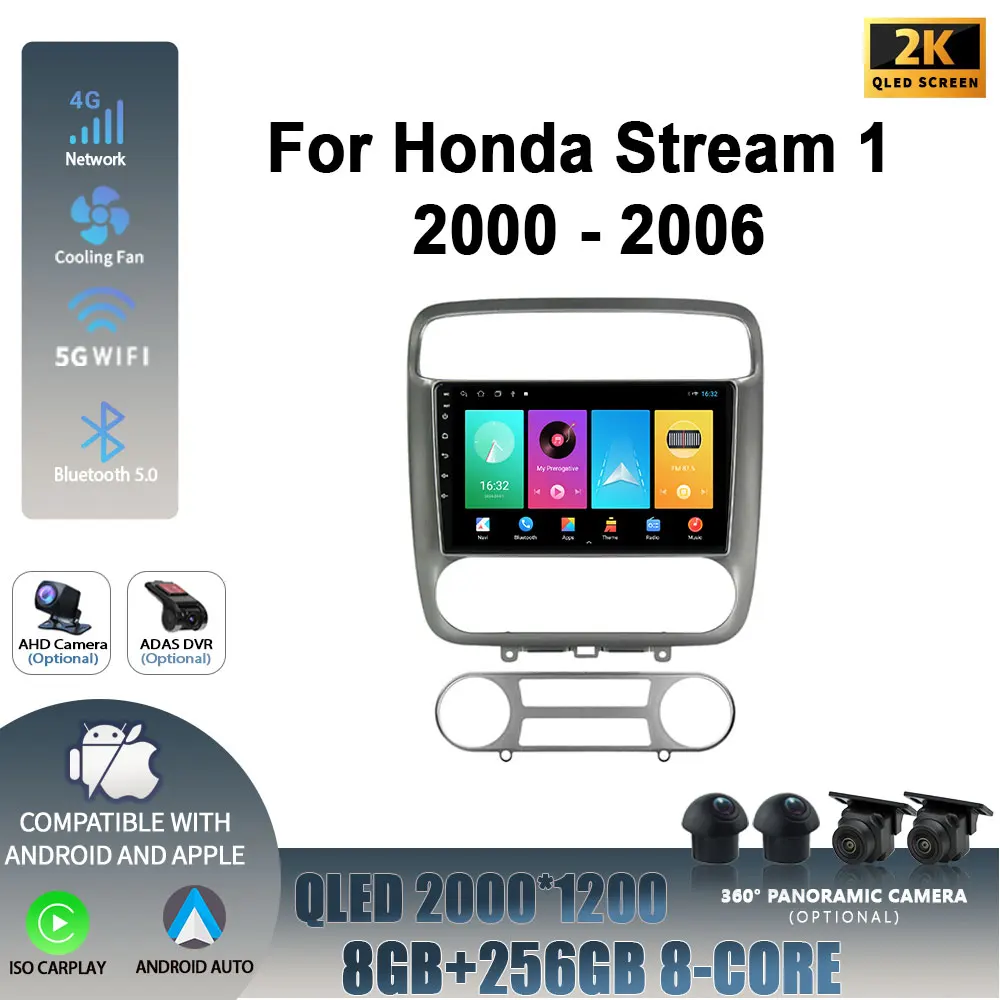 

For Honda Stream 1 2000-2006 Head Unit Android 14 Wireless Carplay Screen 4G Car Radio Multimedia Navigation Player WIFI 2DIN