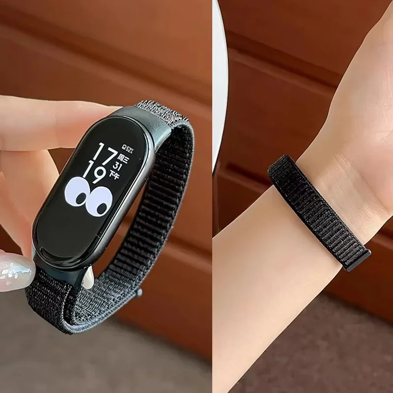 Laço de náilon para xiaomi mi banda 9 8 cinta nfc smartwatch pulseira substituição esporte feminino cinto correa xiaomi miband 8 9 pulseira