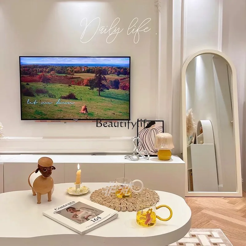 04*French Internet celebrity ins full body American wall hanging cream wind floor mirror home arch