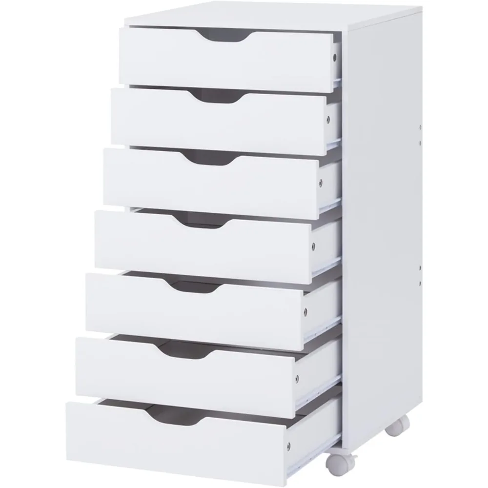 

7 Drawer Dresser for Bedroom Stylish Tall Dressers with Wheels Storage Shelves Small Dresser for Closet Makeup with 180 lbs Cap