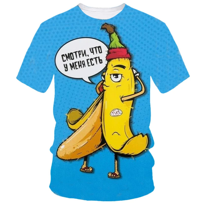 Summer 3d Printing Paired With Hip-Hop Personality Cartoon Banana Men's T-Shirt Fun And Creative Harajuku Loose Quality Clothing