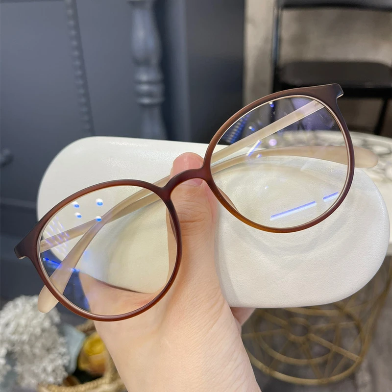 Vintage Round Computer Glasses Classic Tranpsparent Minus Diopter Eyewear Blue Light Blocking Prescription Glasses 0 To -4.0