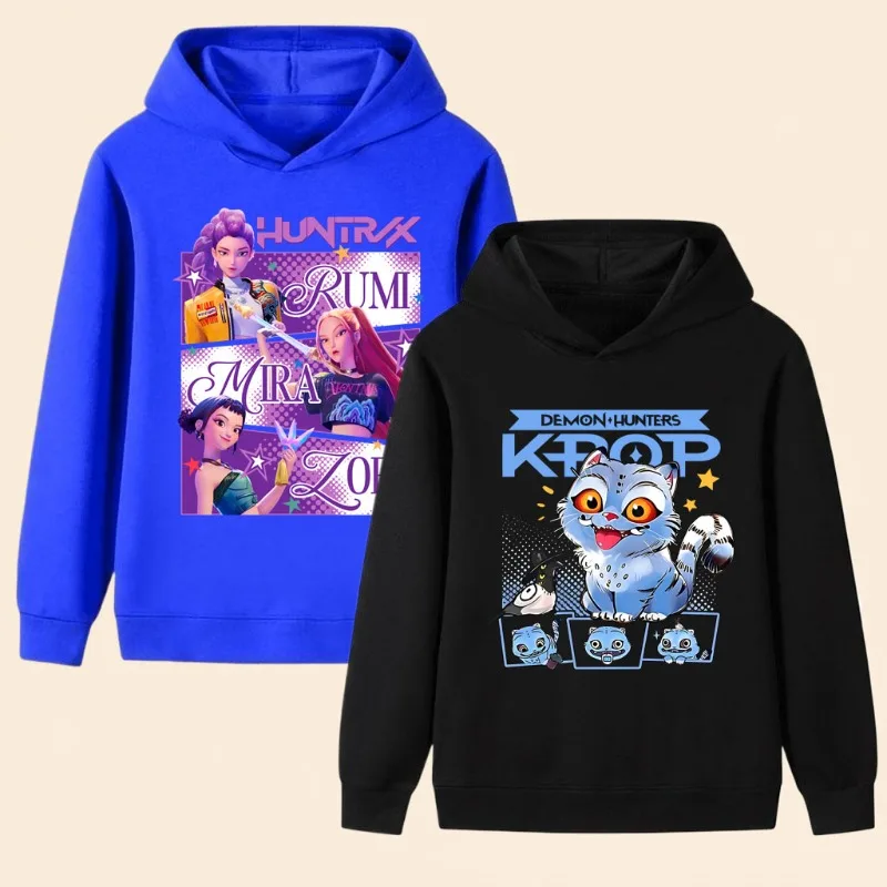 K POP ربيع الخريف الفتيان والفتيات مقنعين البلوفرات الكرتون المطبوعة الأطفال بلوزات غير رسمية الاطفال رقيقة تنفس الرياضة قمم