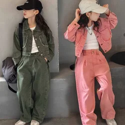 Girls Outfits Set Fashion Denim Jacket Jeans 2 Piece Mother Daughter Clothing Summer School Teen Kids Dance Costume 8 10 12 13 Y