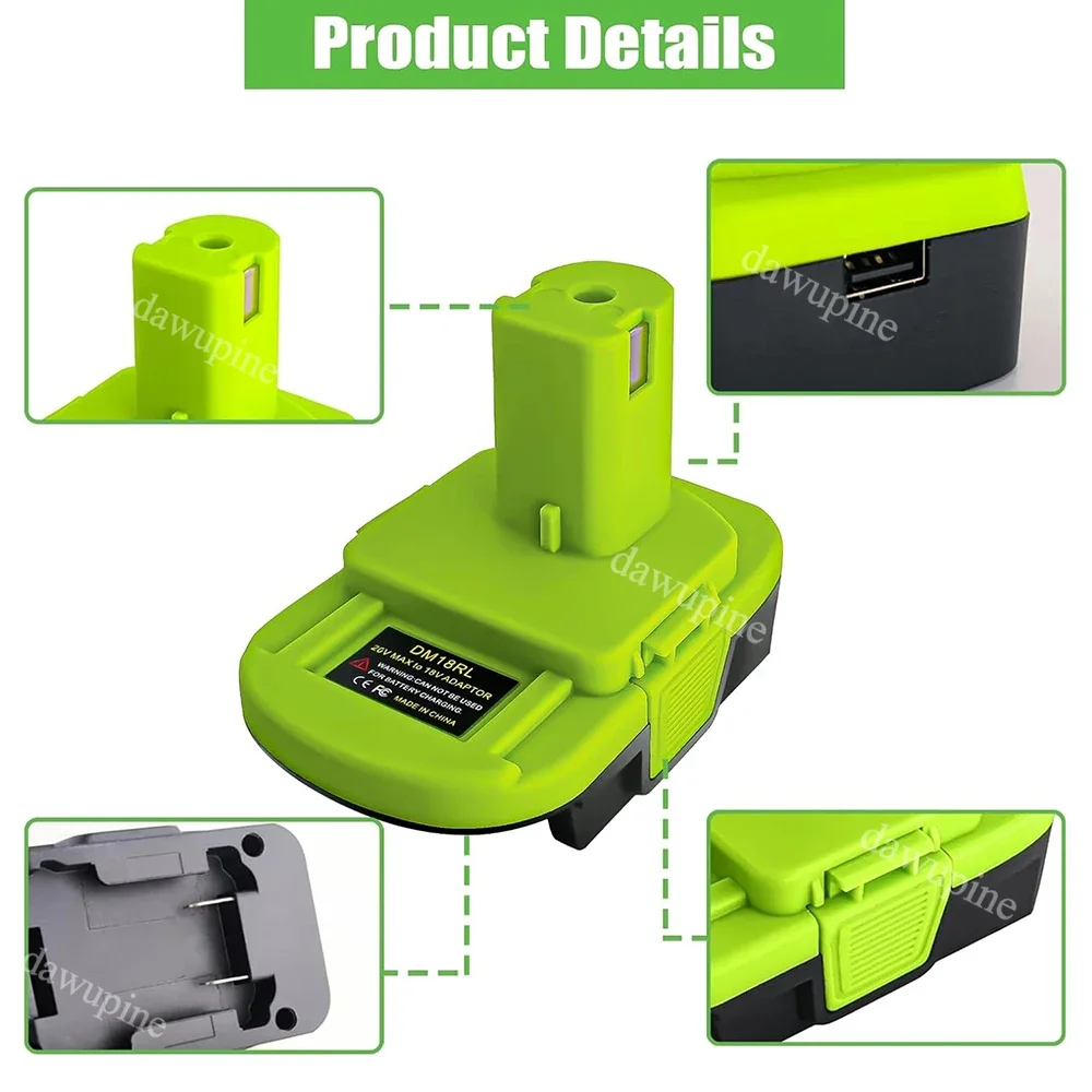 

DM18RL Power Tool Adapter Converter for Milwaukee for M18 for Dewalt 18V 20V Li-ion Battery for Ryobi 18V Power Tool P108 P109