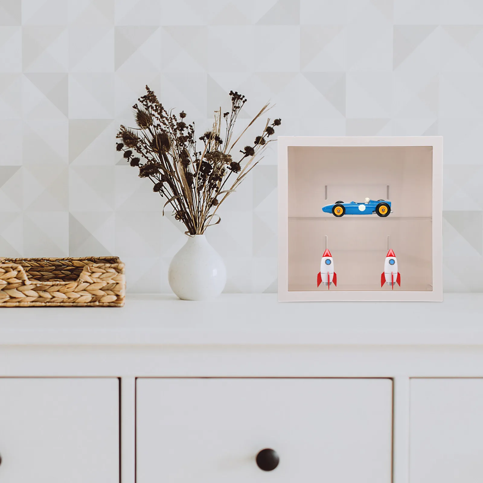 

Two Layer Display Rack Sturdy Wall Mountable Storage Case for Collectibles Home Office Decoration Organizer