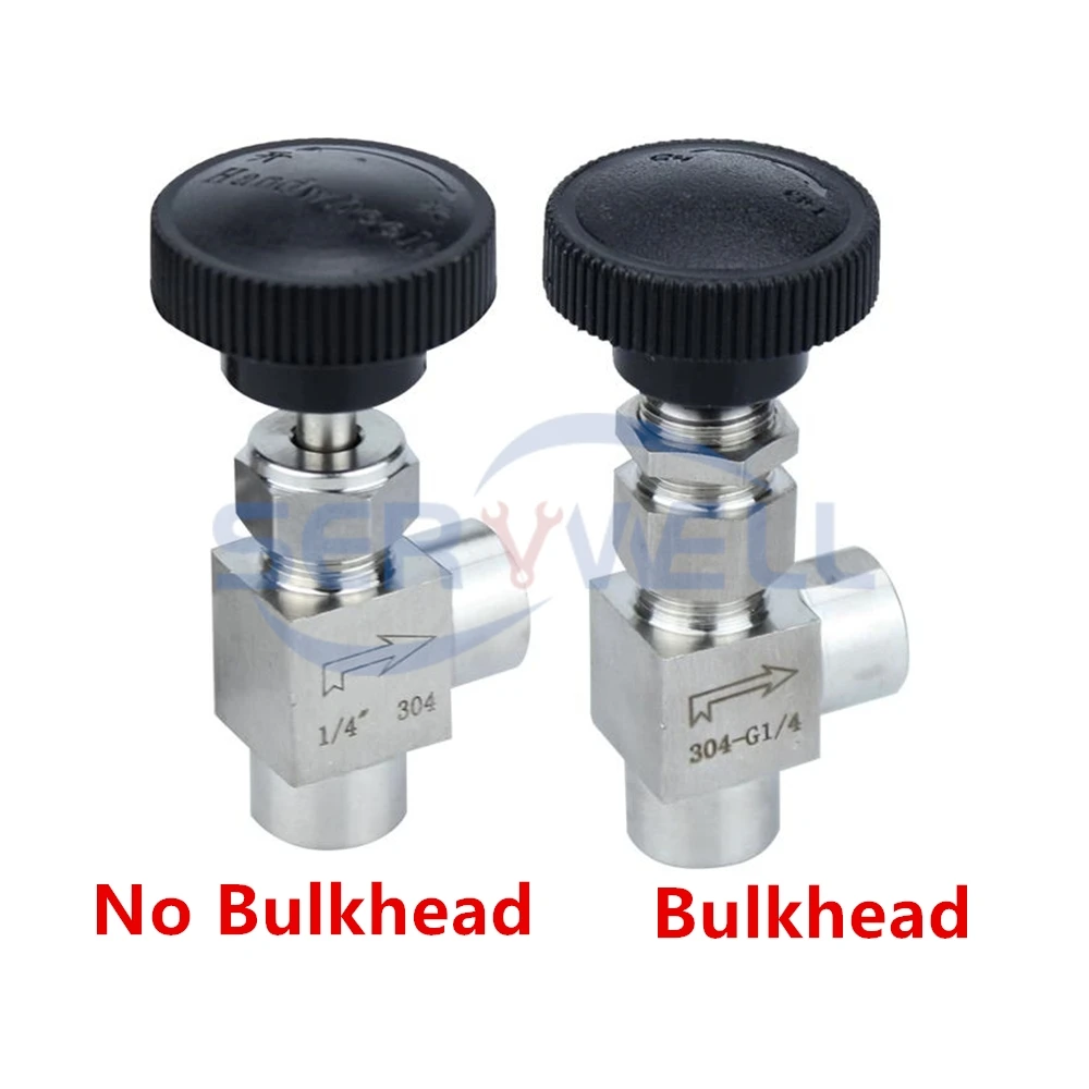 

Stainless Steel 304 Shut off Needle Valve 1/8" 1/4" 3/8 1/2'' 3/4"Bulkhead Right Angle Female Thread BSP SS304 For Water Gas Oil