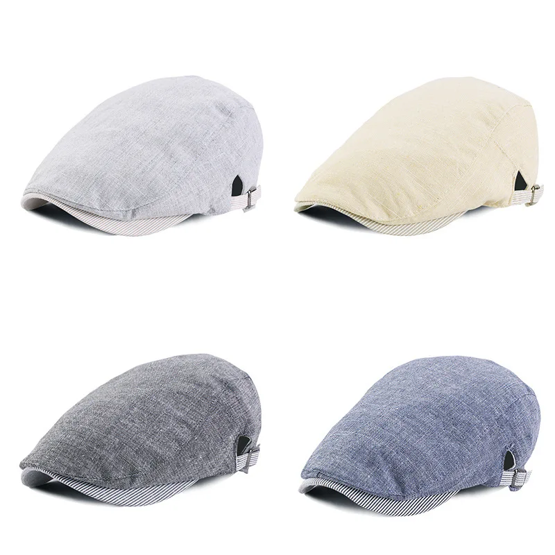 Spring/Summer Breathable Lightweight Double Button Adjustable Beret peaked cap Painter Hat