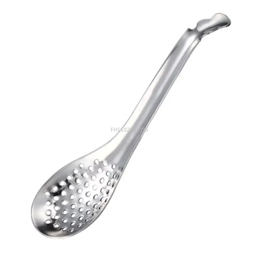 

1Pc Caviar Spoon Hot Pot Spoon Filter Spoon with Long Handle Vintage Shovel Set Small Tea Spoons 56 Holes Kitchen Tools