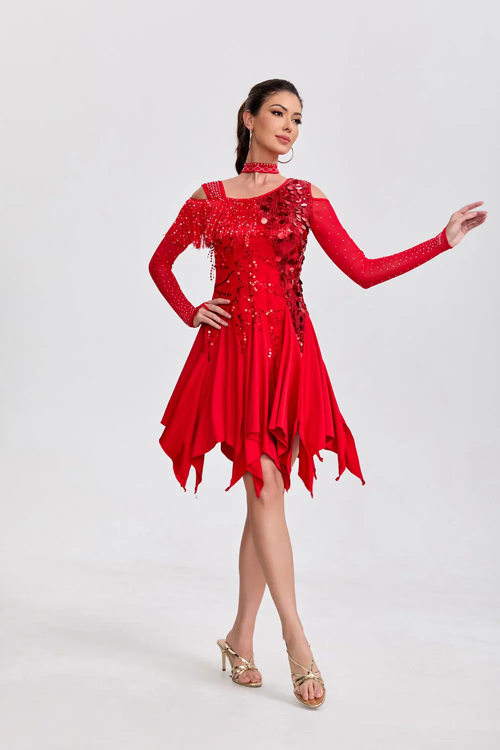 

Платье для латиноамериканских танцев с бахромой, женская одежда для соревнований, бальные танцевальные костюмы для ча-ча-ча, профессиональный танцевальный костюм