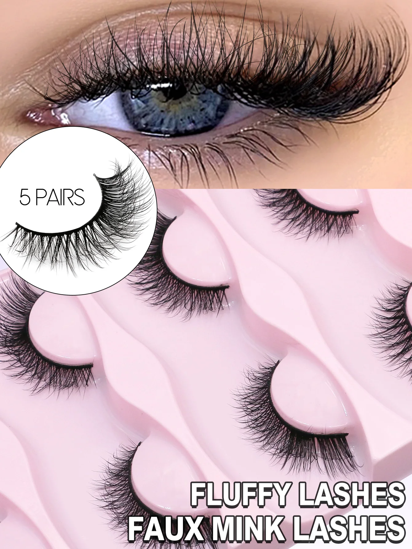 VELTRINAY Fox Eye Lashes Wispy Falsche Wimpern, natürlicher Look, 3D-Kunstnerzwimpern, Cat Eye Wimpern, Streifenwimpern, Make-up